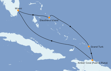 Itinéraire de la croisière Caraïbes de l'Est 6 jours à bord du Carnival Freedom