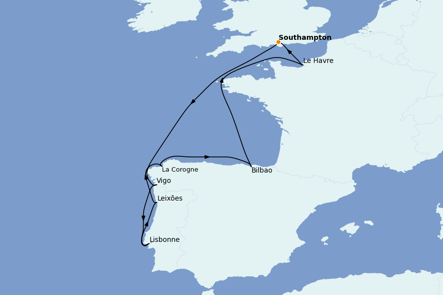 Itinerario del crucero Mediterráneo Occidental 9 días a bordo del Celebrity Apex
