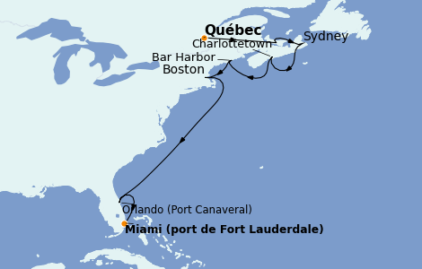 Itinéraire de la croisière Canada 10 jours à bord du Ms Zuiderdam