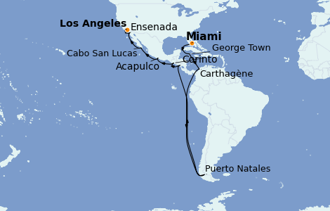 Itinéraire de la croisière Riviera Mexicaine 16 jours à bord du Vista