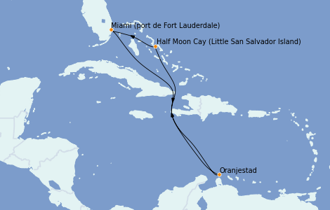 Itinéraire de la croisière Caraïbes de l'Est 7 jours à bord du Ms Nieuw Statendam