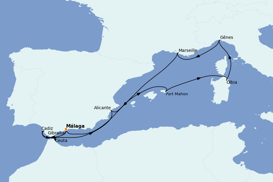 Itinéraire de la croisière Méditerranée 10 jours à bord du MSC Musica