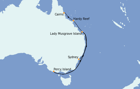 Itinéraire de la croisière Australie 2022 9 jours à bord du Le Laperouse