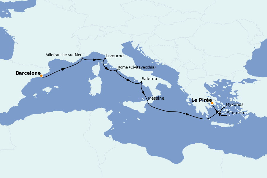 Itinéraire de la croisière Îles Grecques, Adriatique et Turquie - Méditerranée Orientale 9 jours à bord du Norwegian Sky