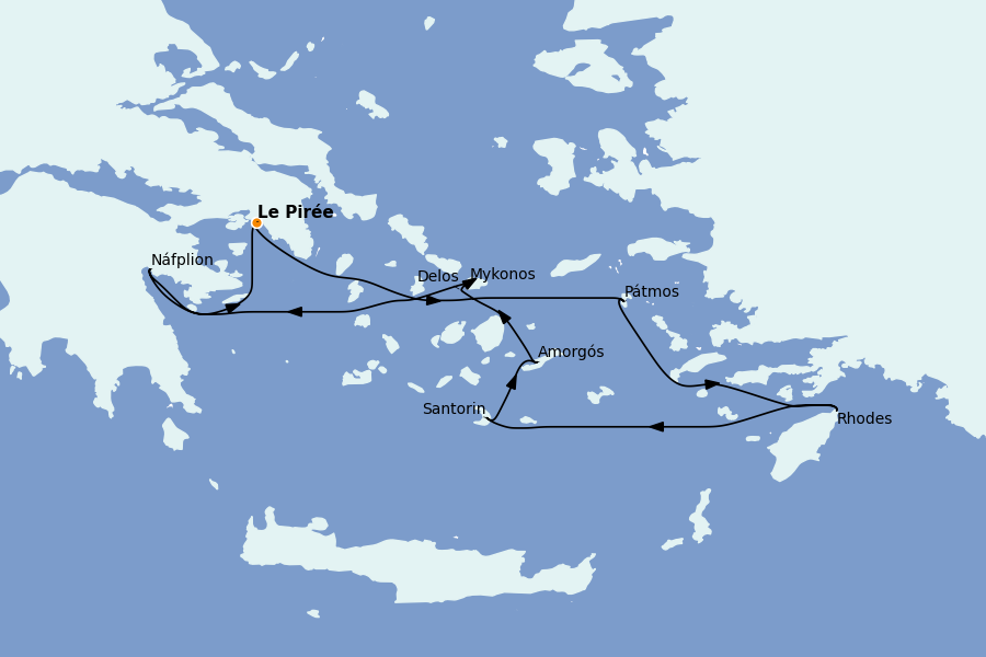 Itinéraire de la croisière Îles Grecques, Adriatique et Turquie - Méditerranée Orientale 7 jours à bord du Le Dumont d'Urville