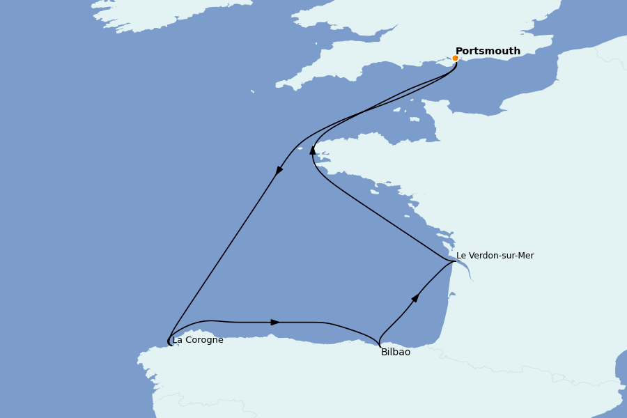 Itinéraire de la croisière Méditerranée Occidentale 6 jours à bord du Scarlet Lady