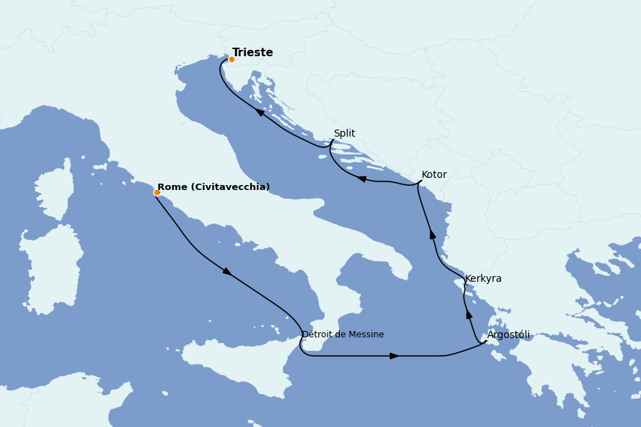 Itinéraire de la croisière Méditerranée Occidentale 7 jours à bord du Queen Victoria