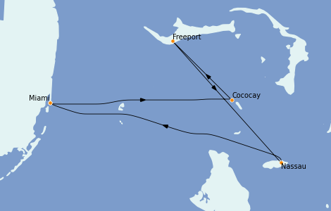 Itinéraire de la croisière Bahamas 4 jours à bord du Freedom of the Seas