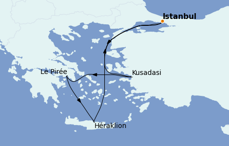 Itinéraire de la croisière Grèce & Adriatique 7 jours à bord du Costa Venezia