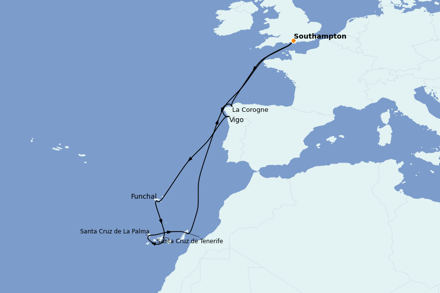 Itinéraire de la croisière Méditerranée Occidentale 12 jours à bord du Sky Princess