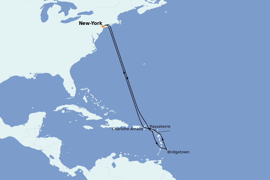 Itinerario del crucero Caribe del Este (Antillas) 11 días a bordo del Norwegian Breakaway