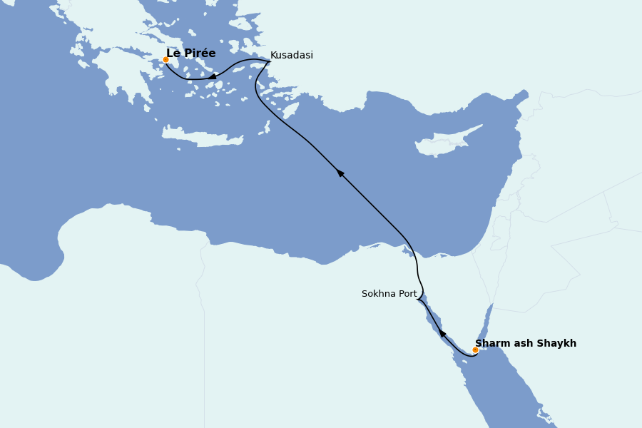 Itinéraire de la croisière Îles Grecques, Adriatique et Turquie - Méditerranée Orientale 5 jours à bord du Celestyal Journey