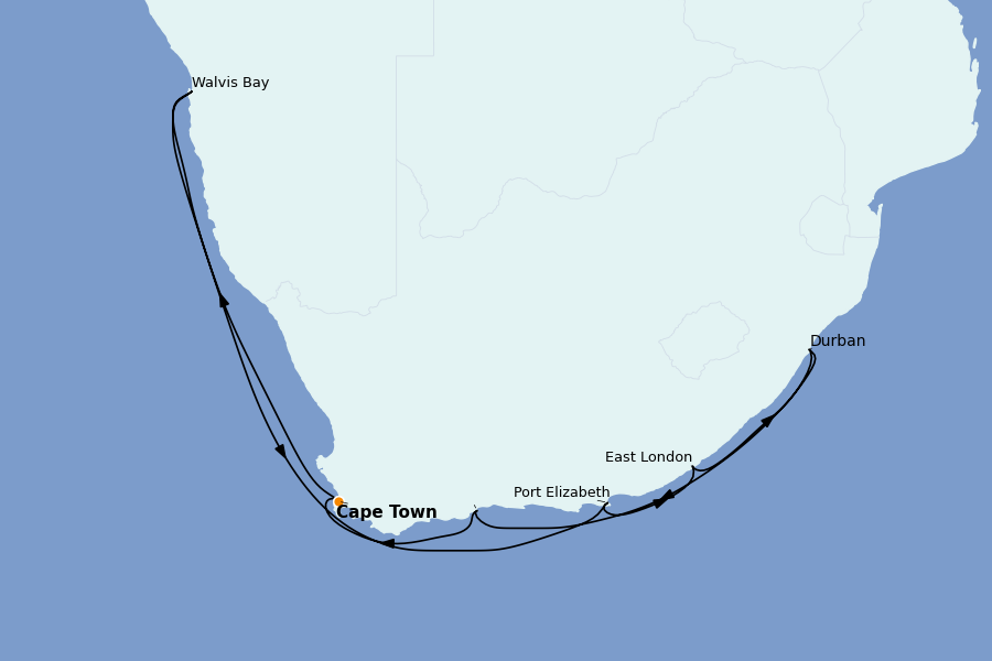 Itinerario del crucero OCÉANO ÍNDICO - ÁFRICA 14 días a bordo del Seven Seas Voyager