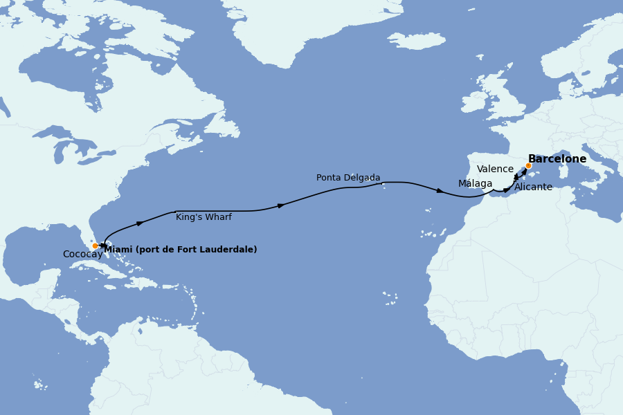 Itinerario del crucero Mediterráneo Occidental 15 días a bordo del Brilliance of the Seas