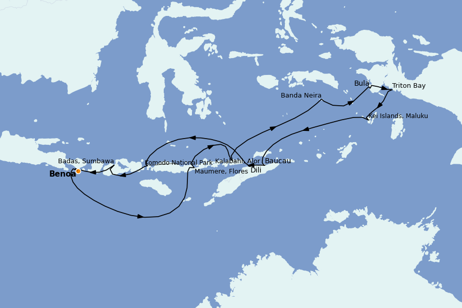 Itinéraire de la croisière Thaïlande, (Bali) Indonésie, Malaisie, Singapour, Vietnam, Birmanie, Philippines 15 jours à bord du Le Jacques Cartier