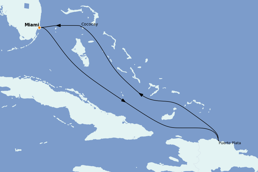 Itinéraire de la croisière Caraïbes de l'Est (Antilles) 5 jours à bord du Freedom of the Seas