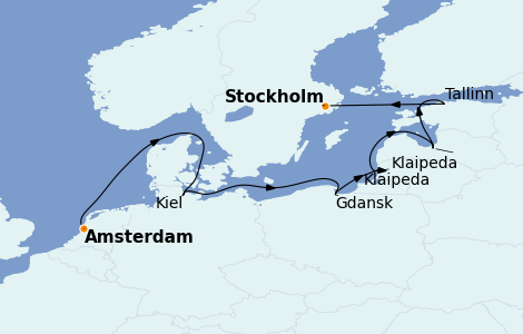 Itinéraire de la croisière Mer Baltique 7 jours à bord du Norwegian Dawn