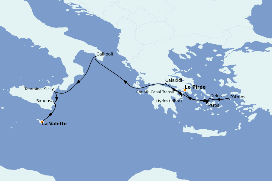 Itinéraire de la croisière Méditerranée Occidentale 8 jours à bord du Le Bougainville