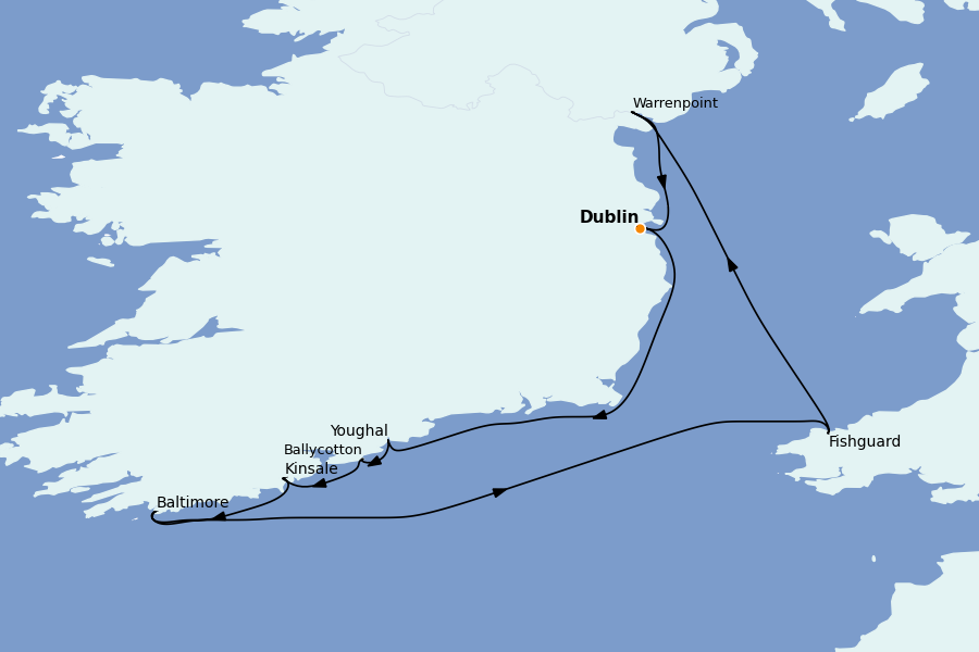 Itinéraire de la croisière Îles Britanniques 8 jours à bord du Le Bellot