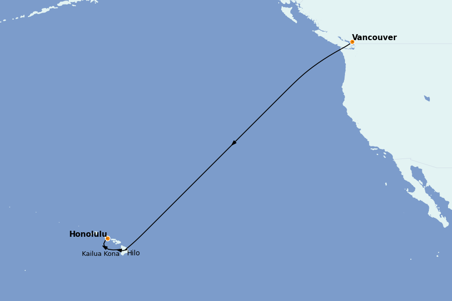 Itinéraire de la croisière Hawaii 11 jours à bord du Celebrity Solstice