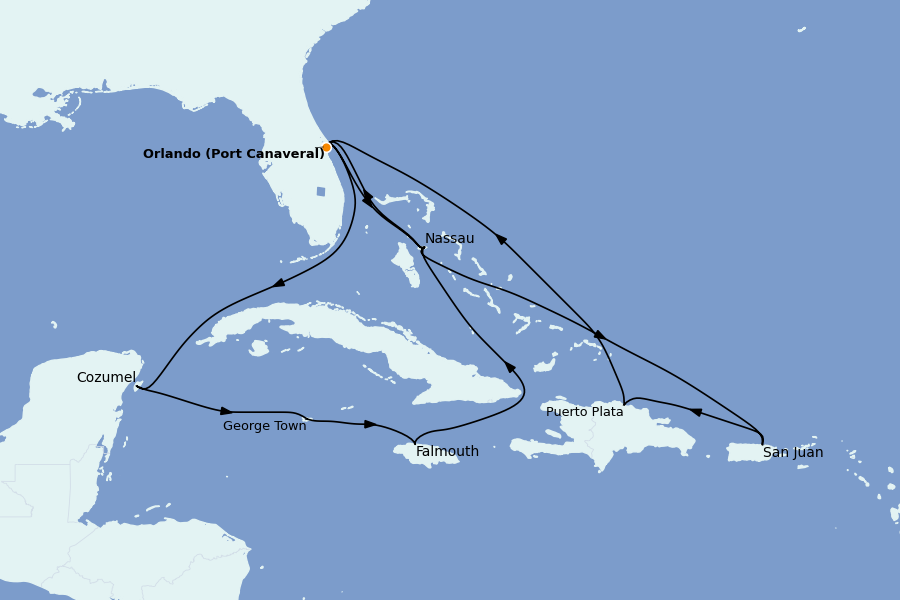 Itinéraire de la croisière Caraïbes de l'Est (Antilles) 14 jours à bord du MSC Grandiosa