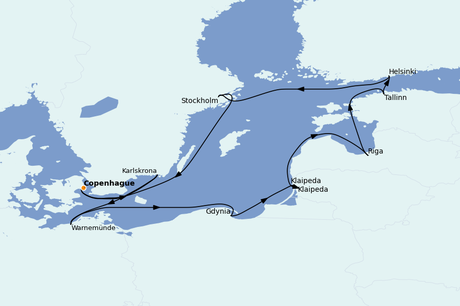 Itinéraire de la croisière Mer Baltique - Russie - Mer du Nord 11 jours à bord du MSC Magnifica