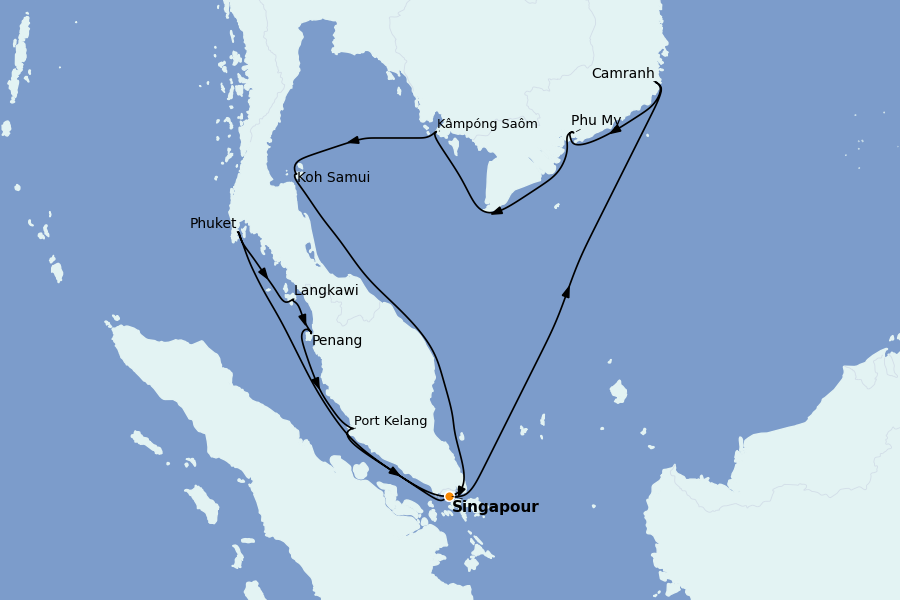 Itinéraire de la croisière Thaïlande, (Bali) Indonésie, Malaisie, Singapour, Vietnam, Birmanie, Philippines 14 jours à bord du Diamond Princess