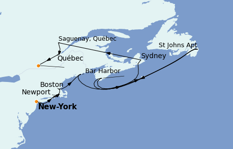 Itinéraire de la croisière Canada 11 jours à bord du Vista