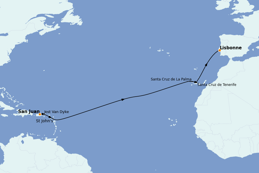 Itinéraire de la croisière Méditerranée Occidentale 14 jours à bord du Silver Shadow