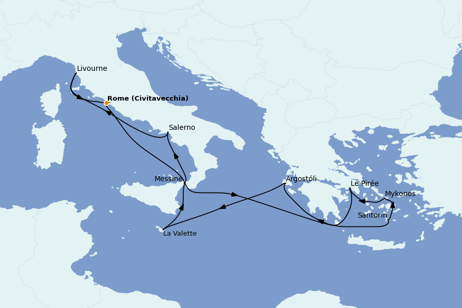 Itinéraire de la croisière Méditerranée 10 jours à bord du Norwegian Epic