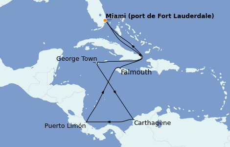 Itinéraire de la croisière Caraïbes de l'Ouest 10 jours à bord du Emerald Princess