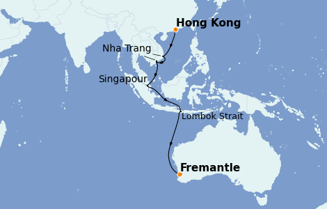 Itinéraire de la croisière Australie 2022 12 jours à bord du Sapphire Princess