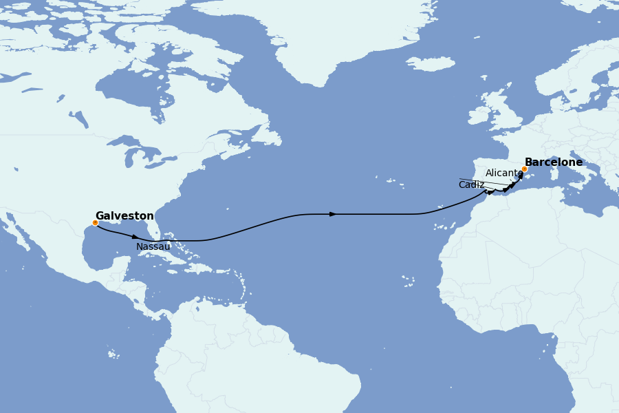 Itinéraire de la croisière Méditerranée Occidentale 16 jours à bord du Harmony of the Seas