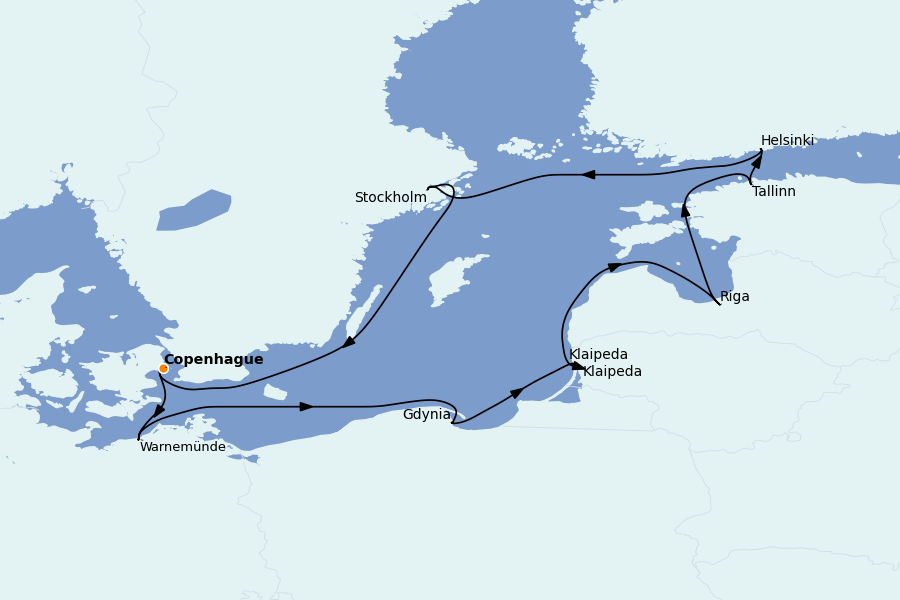 Itinéraire de la croisière Mer Baltique - Russie - Mer du Nord 10 jours à bord du MSC Magnifica