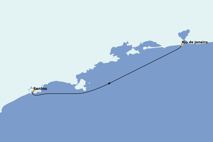 Itinéraire de la croisière Brésil, Argentine, Uruguay 1 jours à bord du MSC Preziosa
