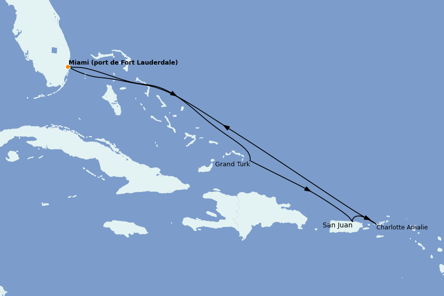 Itinéraire de la croisière Caraïbes de l'Est 7 jours à bord du Ms Nieuw Statendam
