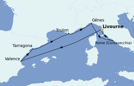 Itinéraire de la croisière Méditerranée 7 jours à bord du MSC Magnifica