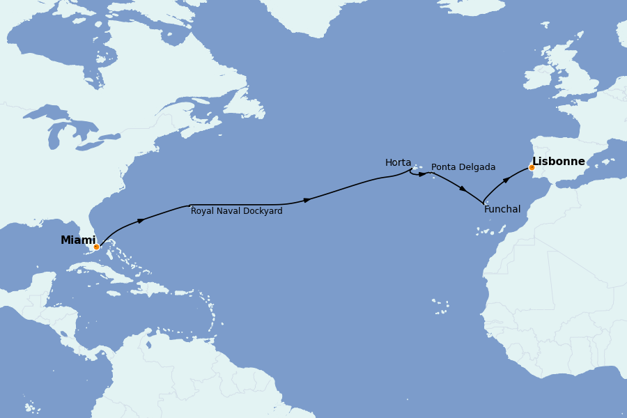 Itinéraire de la croisière Îles Canaries 14 jours à bord du Seven Seas Splendor