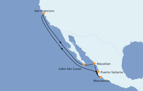 Itinéraire de la croisière Riviera Mexicaine 10 jours à bord du Ruby Princess