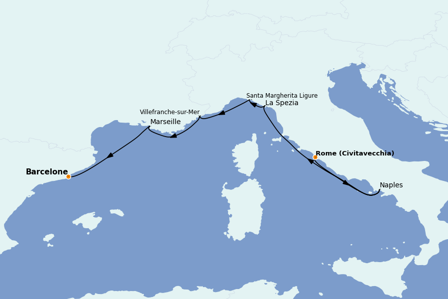Itinerario del crucero Mediterráneo Occidental 9 días a bordo del Celebrity Equinox