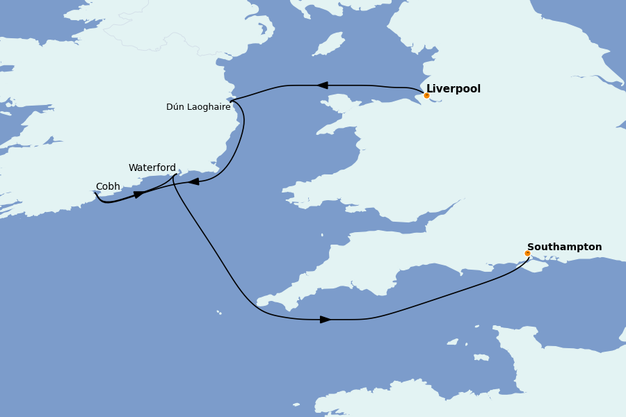 Itinéraire de la croisière Îles Britanniques 7 jours à bord du Seven Seas Grandeur