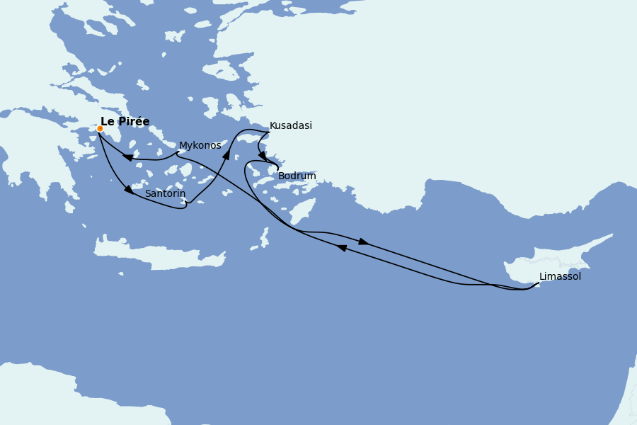 Itinéraire de la croisière Îles Grecques, Adriatique et Turquie - Méditerranée Orientale 7 jours à bord du Brilliance of the Seas
