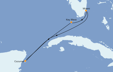 Itinéraire de la croisière Caraïbes de l'Ouest 4 jours à bord du Carnival Conquest