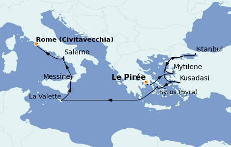 Itinéraire de la croisière Grèce & Adriatique 10 jours à bord du Sirena