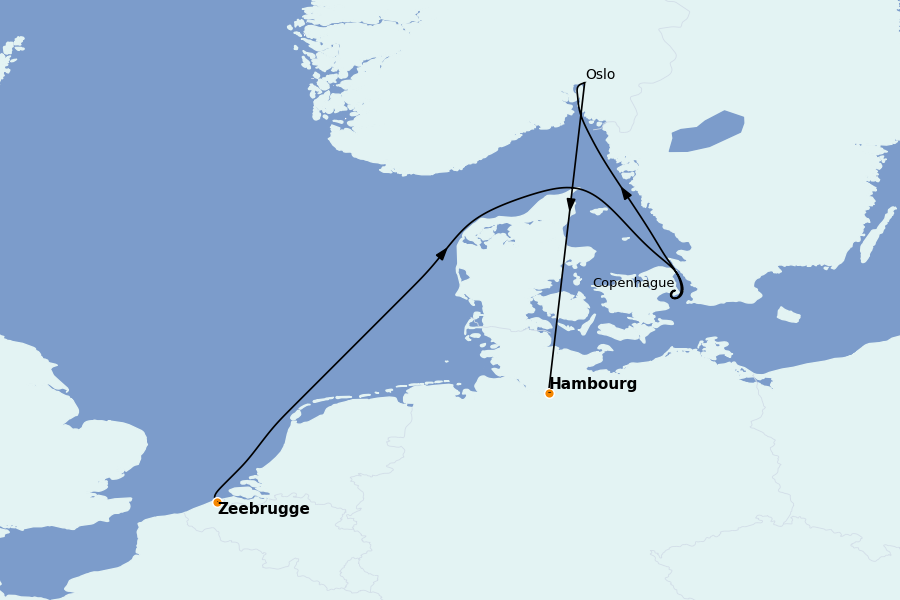 Itinerario del crucero Mar Báltico y Mar del Norte 5 días a bordo del MSC Preziosa