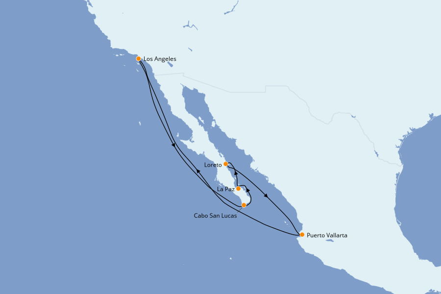 Itinéraire de la croisière Riviera Mexicaine 10 jours à bord du Emerald Princess
