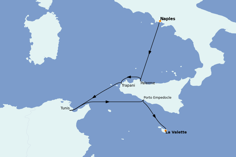 Itinéraire de la croisière Méditerranée Occidentale 5 jours à bord du Le Lapérouse
