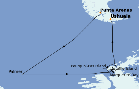 Itinéraire de la croisière Amérique du Sud 14 jours à bord du Le Commandant Charcot