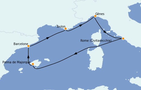 Itinéraire de la croisière Méditerranée 7 jours à bord du Queen Elizabeth