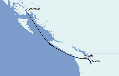 Itinéraire de la croisière Alaska 5 jours à bord du Norwegian Spirit